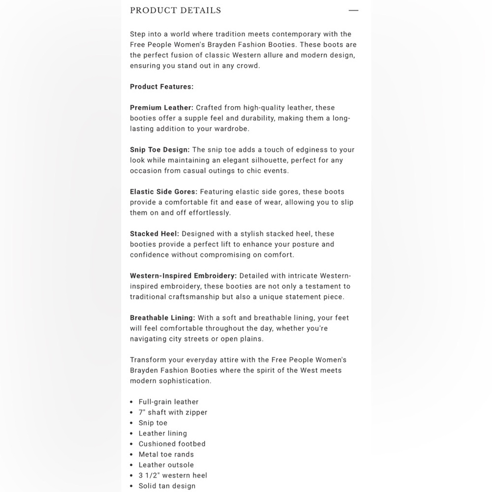 Free People Brayden Western Boho Boots Tan Etched Snip Toe Size 7 - Picture 10 of 16